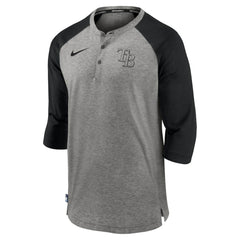Tampa Bay Rays Nike Authentic Collection Flux Henley Raglan 3/4-Sleeve T-Shirt - Gray T-shirts