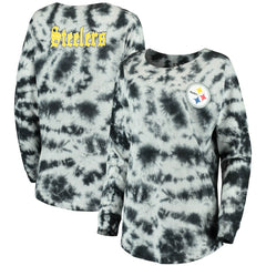 Pittsburgh Steelers New Era Women's Tie-Dye Long Sleeve T-Shirt Black