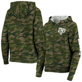 Chicago Bears New Era Women's Raglan Full-Zip Hoodie Camo