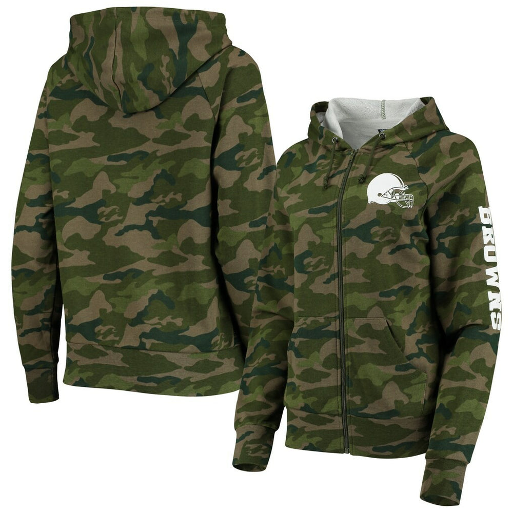 Cleveland Browns New Era Women's Raglan Full-Zip Hoodie Camo