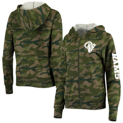 Los Angeles Rams New Era Women's Raglan Full-Zip Hoodie Camo