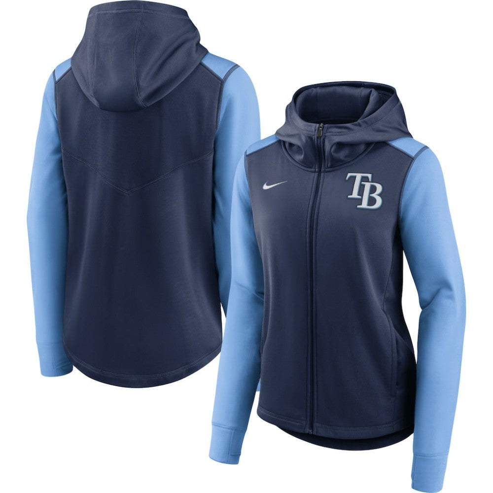 Tampa Bay Rays Nike Women's Authentic Collection Baseball Performance Full-Zip Hoodie - Navy/Light Blue Hoodies