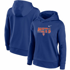 New York Mets Nike Women's Club Angle Performance Pullover Hoodie - Royal Hoodies
