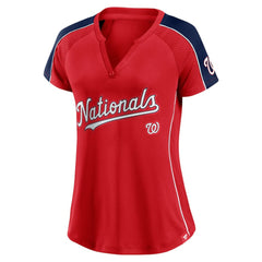 Washington Nationals Fanatics Women's Lineup League Diva Raglan Notch Neck T-Shirt - Red T-shirts