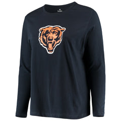 Chicago Bears Women's Plus Size Primary Logo Long Sleeve Scoop Neck T-Shirt Navy