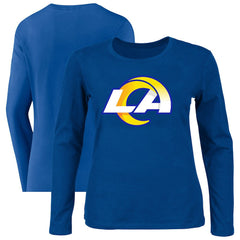 Los Angeles Rams Women's Plus Size Primary Logo Long Sleeve Scoop Neck T-Shirt Royal