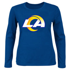 Los Angeles Rams Women's Plus Size Primary Logo Long Sleeve Scoop Neck T-Shirt Royal
