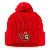 NHL Ottawa Senators Fanatics Core Primary Logo Cuffed Knit Hat with Pom - Red