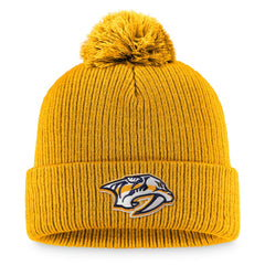 NHL Nashville Predators Fanatics Primary Logo Cuffed Knit Hat with Pom - Gold