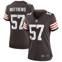 NFL Clay Matthews Cleveland Browns Women's Game Retired Player Jersey - Brown