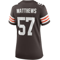 Clay Matthews Cleveland Browns Women's Game Retired Player Jersey Brown