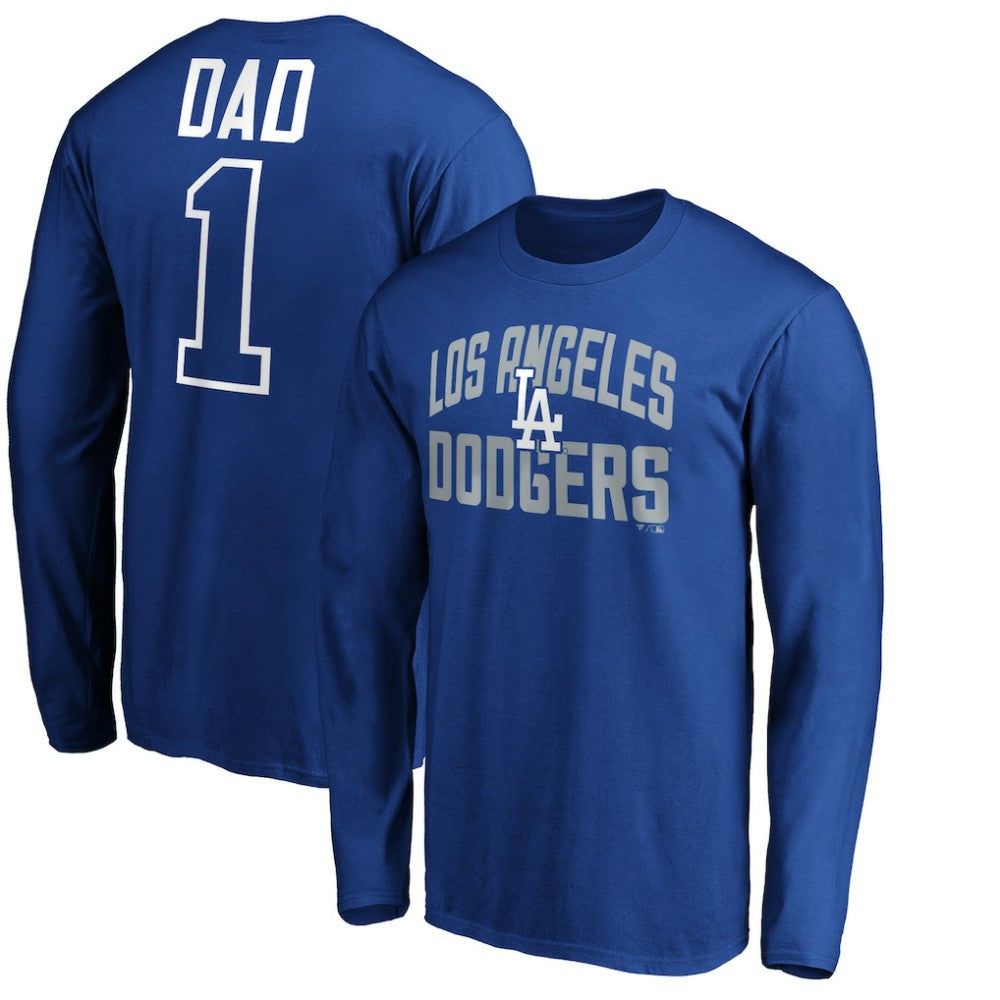 Los Angeles Dodgers Father's Day #1 Dad Long Sleeve T-Shirt - Royal T-shirts