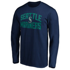 Seattle Mariners Father's Day #1 Dad Long Sleeve T-Shirt - Navy T-shirts
