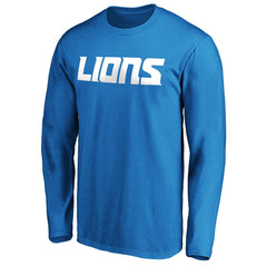 Detroit Lions #1 Dad Long Sleeve Team Logo T-Shirt Blue