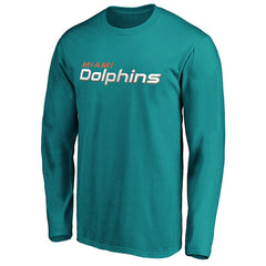 Miami Dolphins #1 Dad Long Sleeve Team Logo T-Shirt Aqua