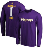Minnesota Vikings #1 Dad Long Sleeve Team Logo T-Shirt Purple