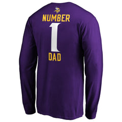 Minnesota Vikings #1 Dad Long Sleeve Team Logo T-Shirt Purple