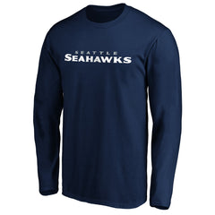 Seattle Seahawks #1 Dad Long Sleeve Team Logo T-Shirt College Navy