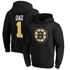NHL Boston Bruins #1 Dad Pullover Hoodie - Black