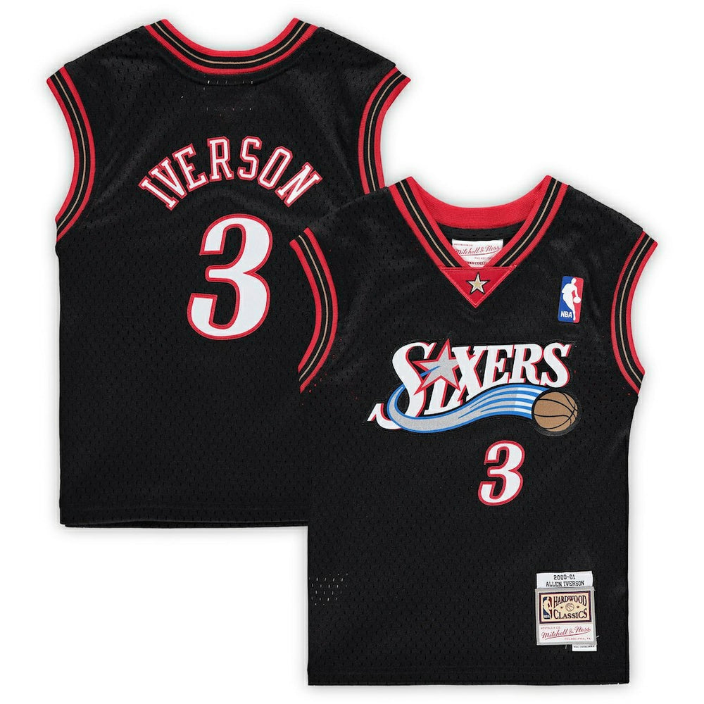 NBA Allen Iverson Philadelphia 76ers Preschool 2000-2001 Hardwood Classics Throwback Team Jersey - Black
