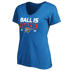 Oklahoma City Thunder Women's Ball Is Back V-Neck T-Shirt Blue