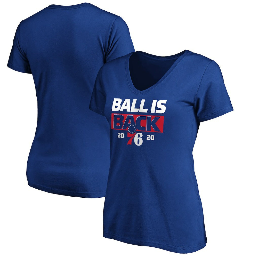 Philadelphia 76ers Women's Ball Is Back V-Neck T-Shirt Royal