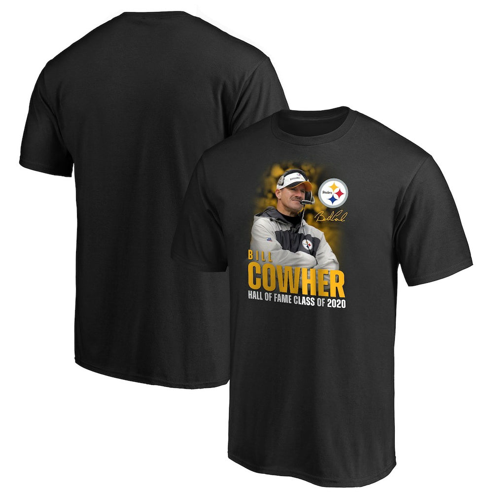 Bill Cowher Pittsburgh Steelers 2020 Pro Football Hall of Fame Inductee Coach Graphic T-Shirt Black