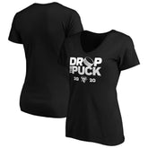 NHL Pittsburgh Penguins Women's Drop the Puck V-Neck T-Shirt - Black