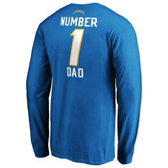 Los Angeles Chargers #1 Dad Long Sleeve Team Logo T-Shirt Light Blue