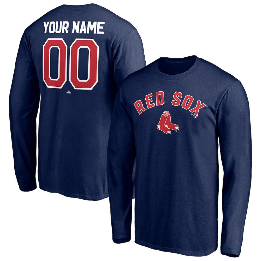 Boston Red Sox Personalized Winning Streak Name & Number Long Sleeve T-Shirt - Navy T-shirts