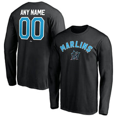 Miami Marlins Personalized Winning Streak Name & Number Long Sleeve T-Shirt - Black T-shirts