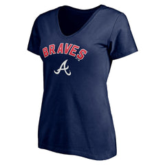Atlanta Braves Women's Personalized Winning Streak Name & Number V-Neck T-Shirt - Navy T-shirts