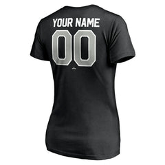 Chicago White Sox Women's Personalized Winning Streak Name & Number V-Neck T-Shirt - Black T-shirts