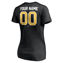 Pittsburgh Pirates Women's Personalized Winning Streak Name & Number V-Neck T-Shirt - Black T-shirts
