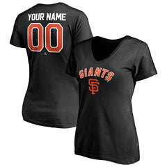 San Francisco Giants Women's Personalized Winning Streak Name & Number V-Neck T-Shirt - Black T-shirts