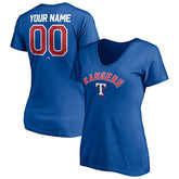 Texas Rangers Women's Personalized Winning Streak Name & Number V-Neck T-Shirt - Royal T-shirts