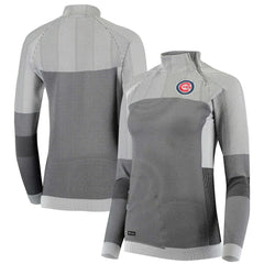 Chicago Cubs Levelwear Women's Verse Asymmetrical Raglan Tri-Blend Quarter-Zip Jacket - Gray Jackets