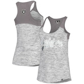 Las Vegas Raiders New Era Women's Space Dye Racerback Scoop Neck Tank Top Silver/Black