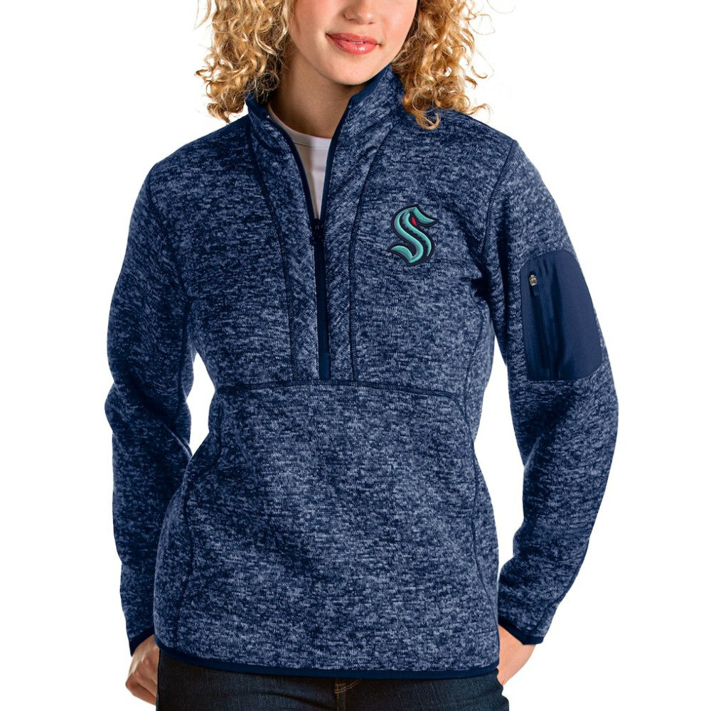 NHL Seattle Kraken Antigua Women's Fortune Half-Zip Sweatshirt - Heather Navy