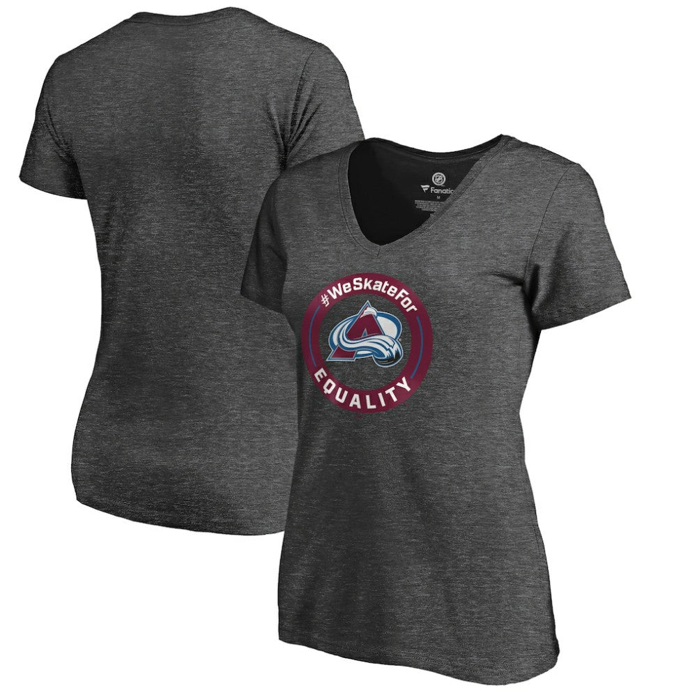 NHL Colorado Avalanche Women's #WeSkateFor V-Neck T-Shirt - Heather Gray