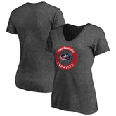 NHL Columbus Blue Jackets Women's #WeSkateFor V-Neck T-Shirt - Heather Gray