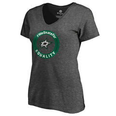 NHL Dallas Stars Women's #WeSkateFor V-Neck T-Shirt - Heather Gray