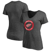 NHL Detroit Red Wings Women's #WeSkateFor V-Neck T-Shirt - Heather Gray