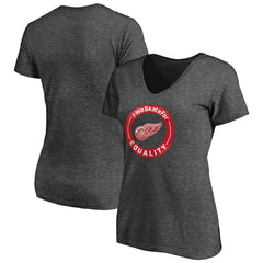NHL Detroit Red Wings Women's #WeSkateFor V-Neck T-Shirt - Heather Gray
