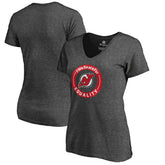 NHL New Jersey Devils Women's #WeSkateFor V-Neck T-Shirt - Heather Gray