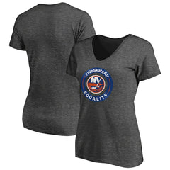NHL New York Islanders Women's #WeSkateFor V-Neck T-Shirt - Heather Gray