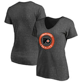 NHL Philadelphia Flyers Women's #WeSkateFor V-Neck T-Shirt - Heather Gray