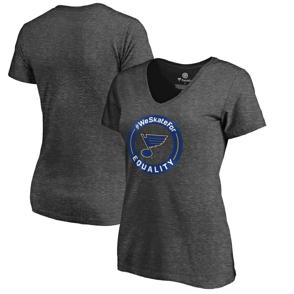 NHL St. Louis Blues Women's #WeSkateFor V-Neck T-Shirt - Heather Gray