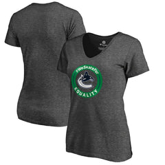 NHL Vancouver Canucks Women's #WeSkateFor V-Neck T-Shirt - Heather Gray