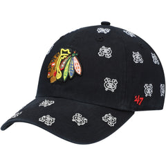 NHL Chicago Blackhawks '47 Women's Confetti Clean Up Adjustable Hat - Black